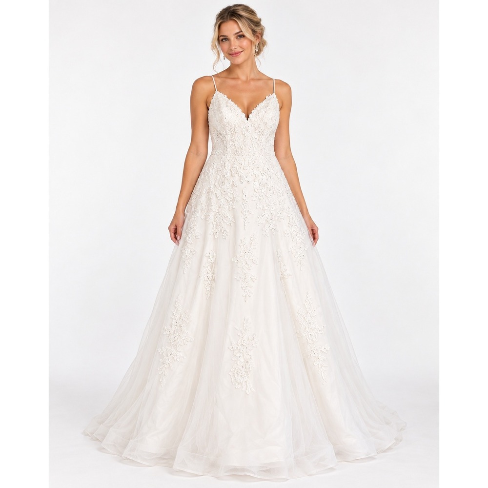 Sincerity Bridal 44091 Wedding Dress Size 22 Ivory Lace A Line Chapel Train